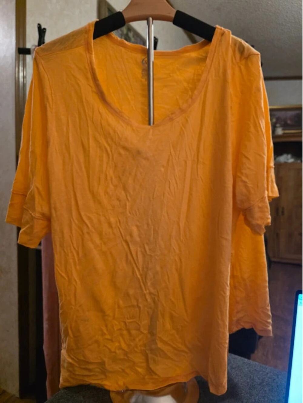 Cato Women's 22W / 24W Mustard Yellow Cotton Modal Scoop Neck Tee